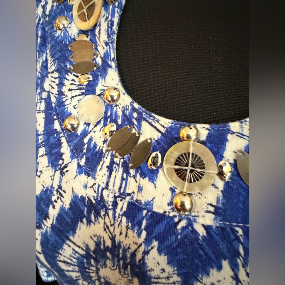 Ruby Rd. Blue and White Swirl Pattern Blouse - Picture 3 of 5